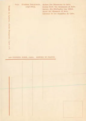 Cenas dos Massacres de Scio — Eugène Delacroix — Edições Nomis, Paris — Verso