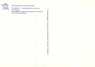 Casamento de Ana e de Joaquim — Tapeçarias da Vida da Virgem Maria — Éditions Moisenay-Gaud — Verso