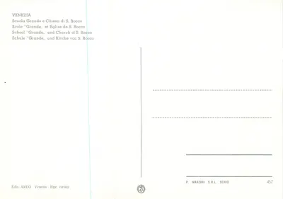 Vêneto — Scuola Grande e igreja de S. Rocco — P. Marzari S.R.L. Schio, n° 457 — Verso