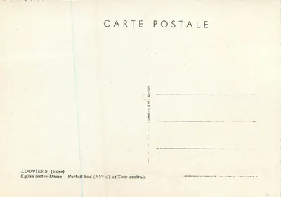 Louviers (Eure) — Katedra Najświętszej Maryi Panny — Południowy portal (XV wiek) i centralna wieża — Rewers