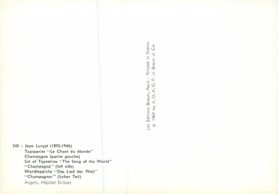 Tapeçaria 'Le Chant du Monde' — parte esquerda — Jean Lurçat (1892-1966) — éditions Braun et Braun, Paris, 1968 — Verso