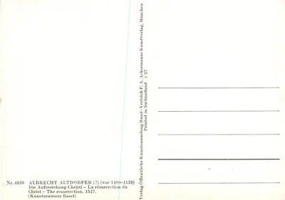 A Ressurreição do Cristo — Albrecth Altdorfer († 1538) — Verlag F.A. Ackermann, Basel — Verso