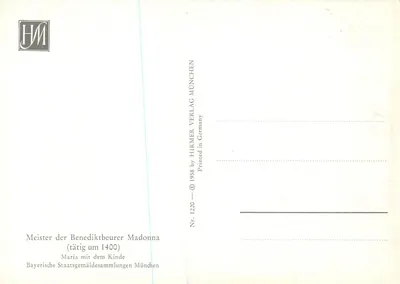 Madona de Benediktbeuern — pintura atribuída ao Mestre de Benediktbeuern, cerca de 1400 — editada por HIRMER VERLAG MÜNCHEN — Verso