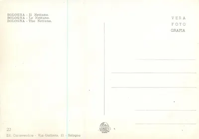 Bologna — Il Nettuno — statua Neptuna — wydawca Ed. Cartovendita, n°22 — Rewers
