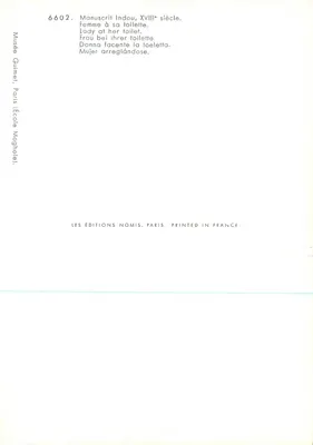 Kobieta przy swoim wyglądzie — Manuscrit Indou, XVIII wiek — Wydawnictwo Nomis, Paryż — Rewers