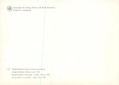 Mogólki grające na wozie — Indie około 1700 — Verlag Simon und Koch Konstanz, nr 925 — Rewers