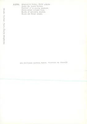 Buste de jeune femme — Manuscrit Indou, XVIIIe siècle — Les Éditions Nomis, Paris — Verso