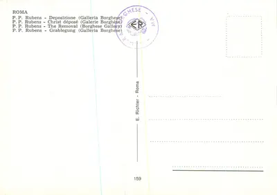 Sprowadzenie Chrystusa — Galeria Borghèse — Wydawca E. Richter, n° 159 — Rewers