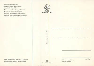 Madona do Grão-Duque — detalhe — Giusti di S. Becocci, série A. 282 — Verso
