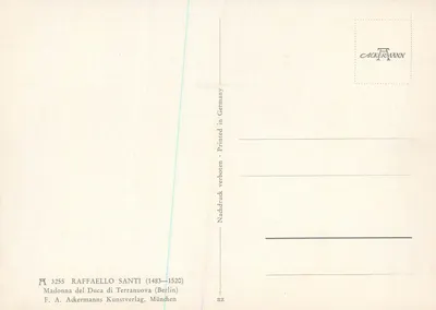 Madonna do Duque de Terranuova — Raffaello Sanzio — F. A. Ackermanns Kunstverlag, München — Verso