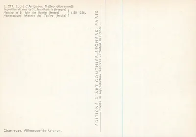 Nadanie imienia św. Jana Chrzciciela — fresk Matteo Giovannetti — Wydawnictwo Sztuki Gonthier-Seghers — Rewers