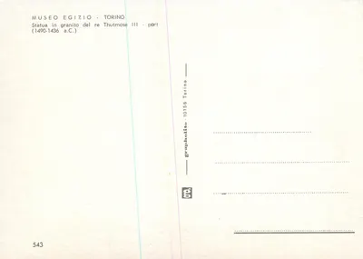 Estátua em granito do faraó Tutmés III — Museu Egípcio de Turim — Grapholite, n° 543 — Verso