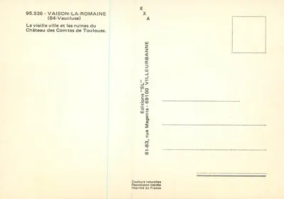 Vaison-la-Romaine — Stare miasto i ruiny Zamek Władcy Toulouse — Wydawnictwo Magenta — Rewers