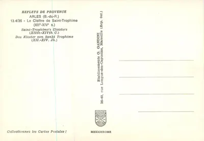 Cloître de Saint-Trophime — Arles — Editor IRIS — Verso