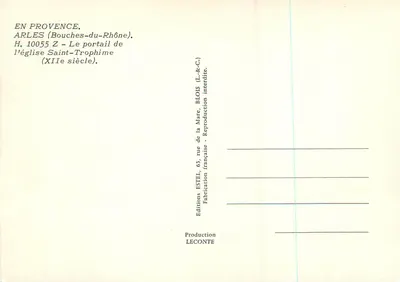 Poort van de kerk van Sint Trofimo — Arles — Uitgever Estel, n° H.10055 Z — Achterkant