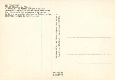 Arles — Teatr starożytny — Wydawca Estel, nr H.10.049-Z — Rewers