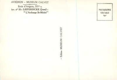 Święty Michał Archanioł — Szkoła z Avignonu, XV wiek — Wydawnictwo Muzeum Calvet — Rewers