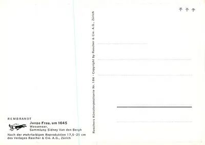 Jovem moça — Rembrandt, cerca de 1645 — Raschner & Cie, Zurique, n° 184 — Verso