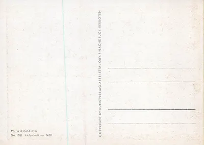 Crucificação — cena religiosa — Kunstverlag Abtei — Verso