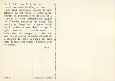 Albergo degli abati di Cluny — Parigi — Editore Ency, serie C.P. 2 — Verso