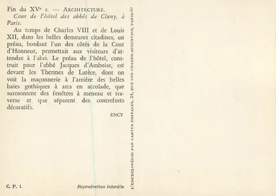 Corte del hotel de los abades de Cluny — París — Editor Ency — Reverso