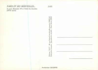 Puente Alexandre III y Hotel des Invalides — siglo XVII — Éditions GUY — Reverso