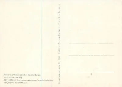 Meister des Wasservass'schen Kalvarienberges — REITERGRUPPE links aus dem Wasservass'schen Kalvarienberg — Emil Fink Verlag, Stuttgart — Verso