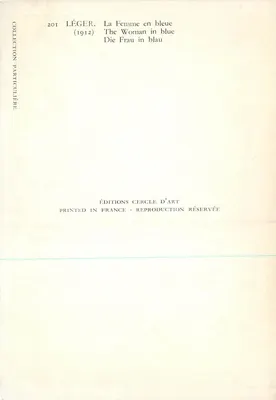 La Donna in blu — (1912) — Edizioni Cercle d'Art — Verso