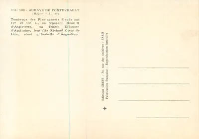 Túmulos dos Plantagenetas — Abadia de Fontevraud — Éditions GREFF — Verso