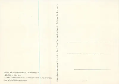 Grupo de cavaleiros — Mestre do Calvaire de Wasservass — Editor Fink, Stuttgart — Verso