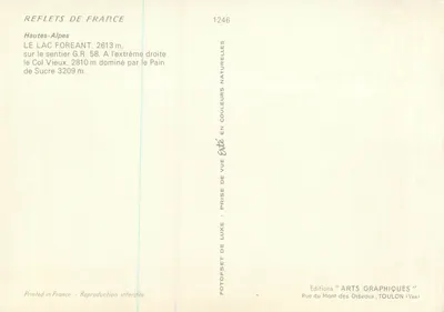 Lago Foreant — Alte Alpi — Editore Arts Graphiques, n°1246 — Verso