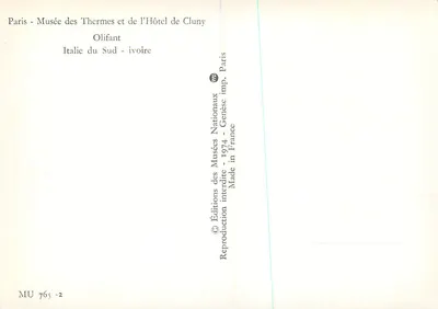 Geschnitzte Elfenbeinpfeife — Musée des Thermes et de l'Hôtel de Cluny — Editions des Musées Nationaux — Rückseite