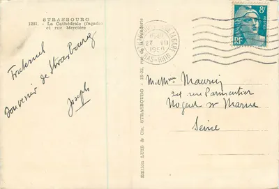 Strasbourg — Katedra (fasada) i ulica Mercière — Wydawnictwo LUTIB & Cie, nr 1251 — Rewers