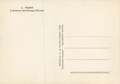 Paris — Avenida dos Campos Elísios — Edições O.P. Léon Cogniet — Verso