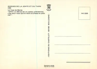 Gorges da Jonte e do Tarn — O Vaso de Sèvres — Éditions du Castelet — Verso