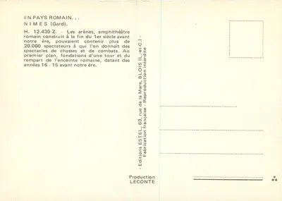 Arény w Nîmes — amfiteatr rzymski — Wydawca Estel, nr 12.439-Z — Rewers
