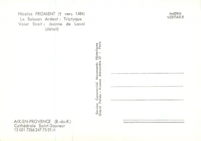 Jeanne de Laval — szczegół trójprzegrodziny Nicolas Fromenta — wydawca Aix-en-Provence — Rewers