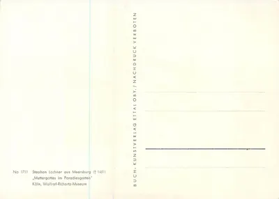 Deus Mãe no Jardim do Paraíso — Stephan Lochner de Meersburg († 1451) — BUCH-KUNSTVERLAG — Verso