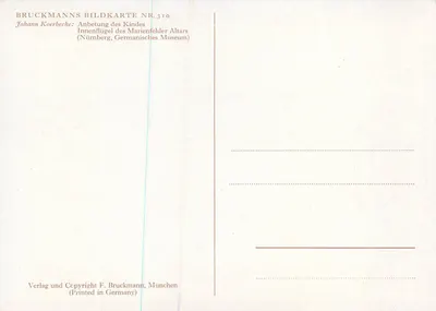Adoración del Niño — Johann Koerbecke — Bruckmanns Bildkarte Nr. 310 — Reverso