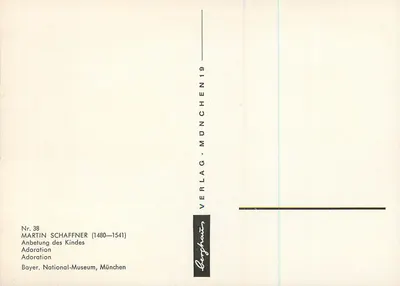 Adoration des Rois — Martin Schaffner (1480-1541) — Verlag Berghäusen, München — Rewers