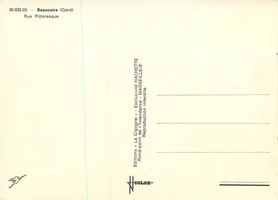 Rua Pitoresca — Beaucaire (Gard) — A Cigogne — Verso