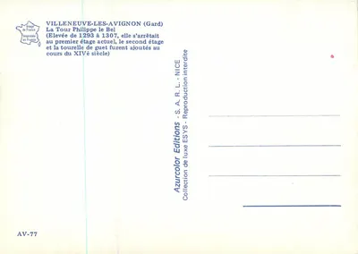 Villeneuve-lès-Avignon — Torre Felipe o Belo — Edições Esys — Verso