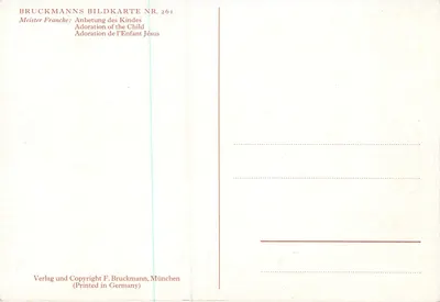 Naganie Dziecka Jezusowego — religijna malowidło — F. Bruckmann, seria nr 261 — Rewers
