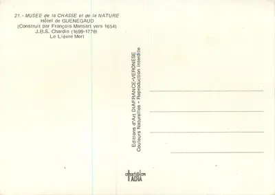 Le Lièvre Mort — J.B.S. Chardin (1699-1779) — Éditions d'Art Naturelles — Verso