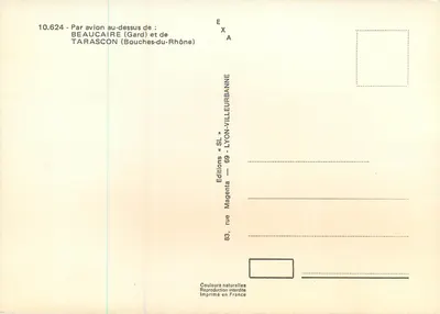 Vista aérea de Beaucaire e Tarascon — Éditions Magenta — Verso