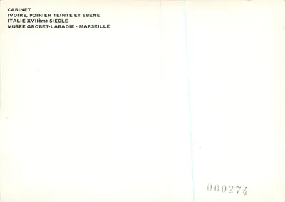 Cabinet em marfim, pereiro tingido e ébano — Itália, século XVII — Museu Grobet-Labadié, Marselha — Verso