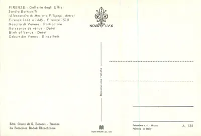 Urodzenie Wenus — szczegół — Sogema MARZARI S.p.A. - A. 135 — Rewers