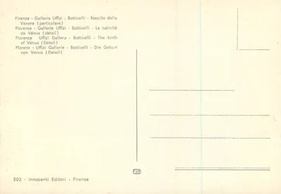 Wenus — szczegół z urodzenia Wenus — Innocenti Editori, nr 502 — Rewers