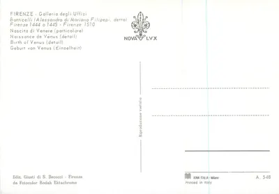 Urodzenie Wenus — szczegół — Giusti di S. Becocci, seria NOVA LVX, n° A. 548 — Rewers
