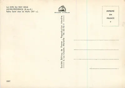 Chiesa di San Giovanni di Malta — Aix-en-Provence — Société Éditions de France — Verso